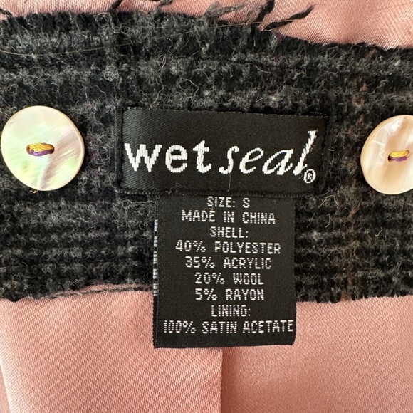 WET SEAL Y2K PLAID COTTON BLAZER JACKET Womens S Button Preppy Academia Girl - Picture 15 of 15